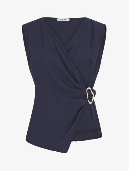 Top droit sans manches à boucle - Marine - 1