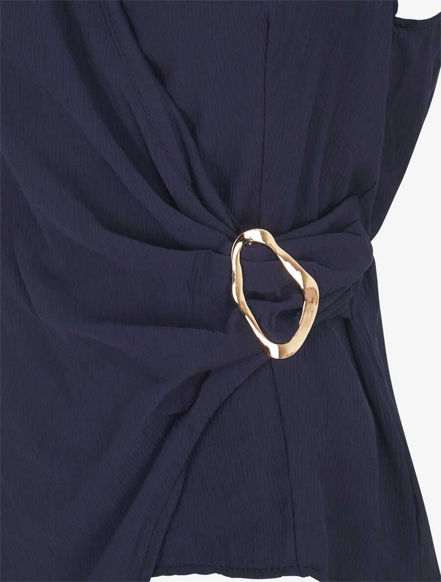 Top droit sans manches à boucle - Marine - 3