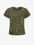 Top imprimé plumes irisées à détail ajouré et pierres - Kaki - 4