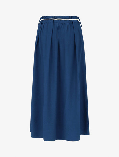 Jupe longue taille haute coupe évasée - Bleu
