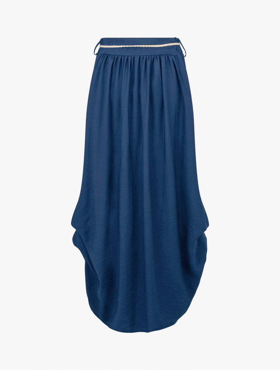 Jupe longue taille haute coupe évasée - Bleu