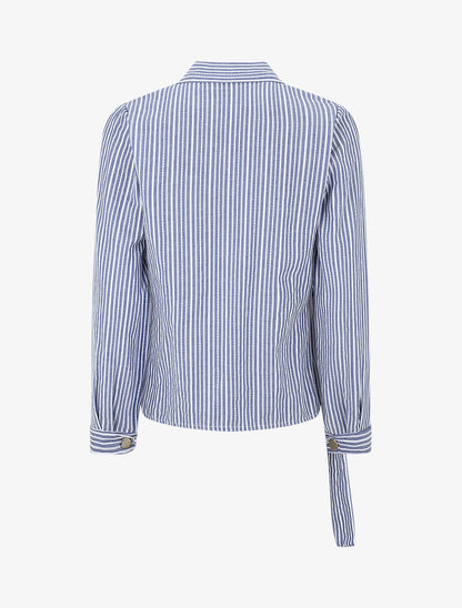 Blouse cache-coeur à rayures - Bleu - 2