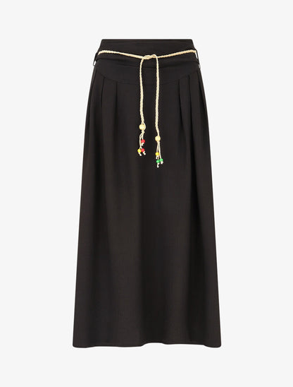 Jupe longue taille haute coupe évasée - Noir - 1