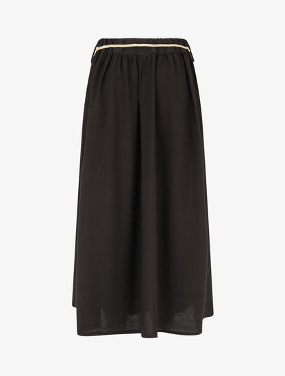 Jupe longue taille haute coupe évasée - Noir - 2