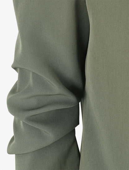 Blazer uni à manches froncées - Kaki - 3