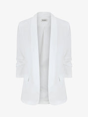 Blazer uni à manches froncées - Blanc - 4