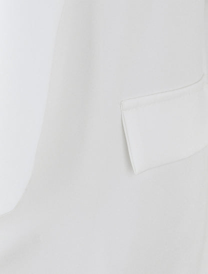 Blazer uni à manches froncées - Blanc - 3