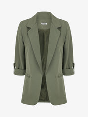 Blazer droit épaulettes et manches 3/4 - Kaki - 1