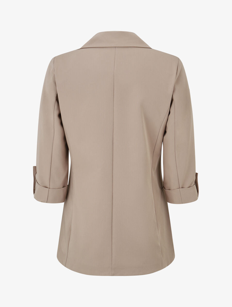 Blazer droit épaulettes et manches 3/4 - Taupe clair - 2