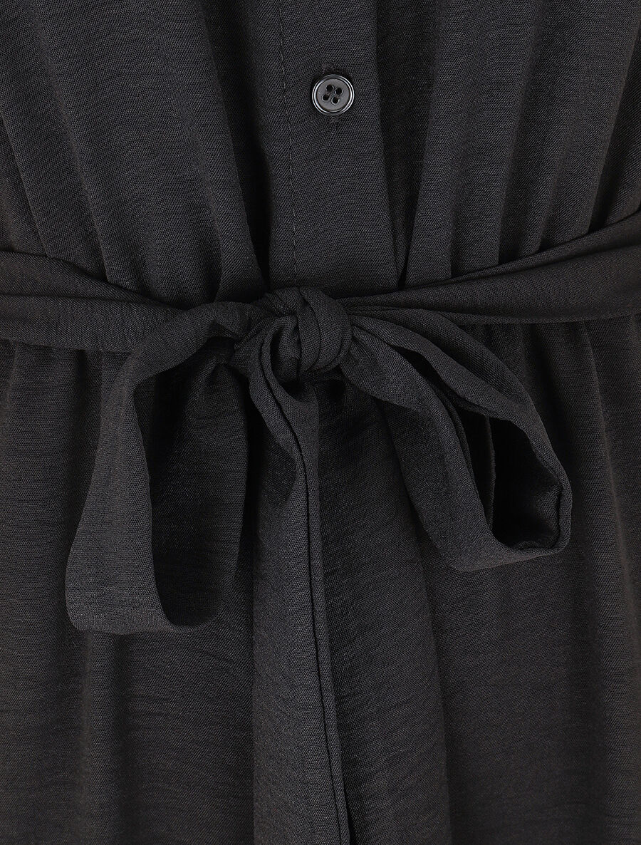 Combinaison droite sans manches style chemise - Noir - 3