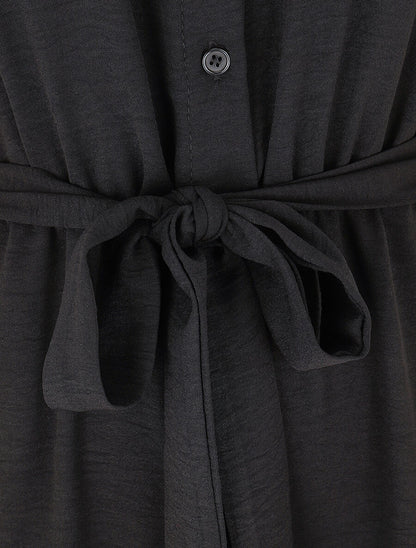 Combinaison droite sans manches style chemise - Noir - 3