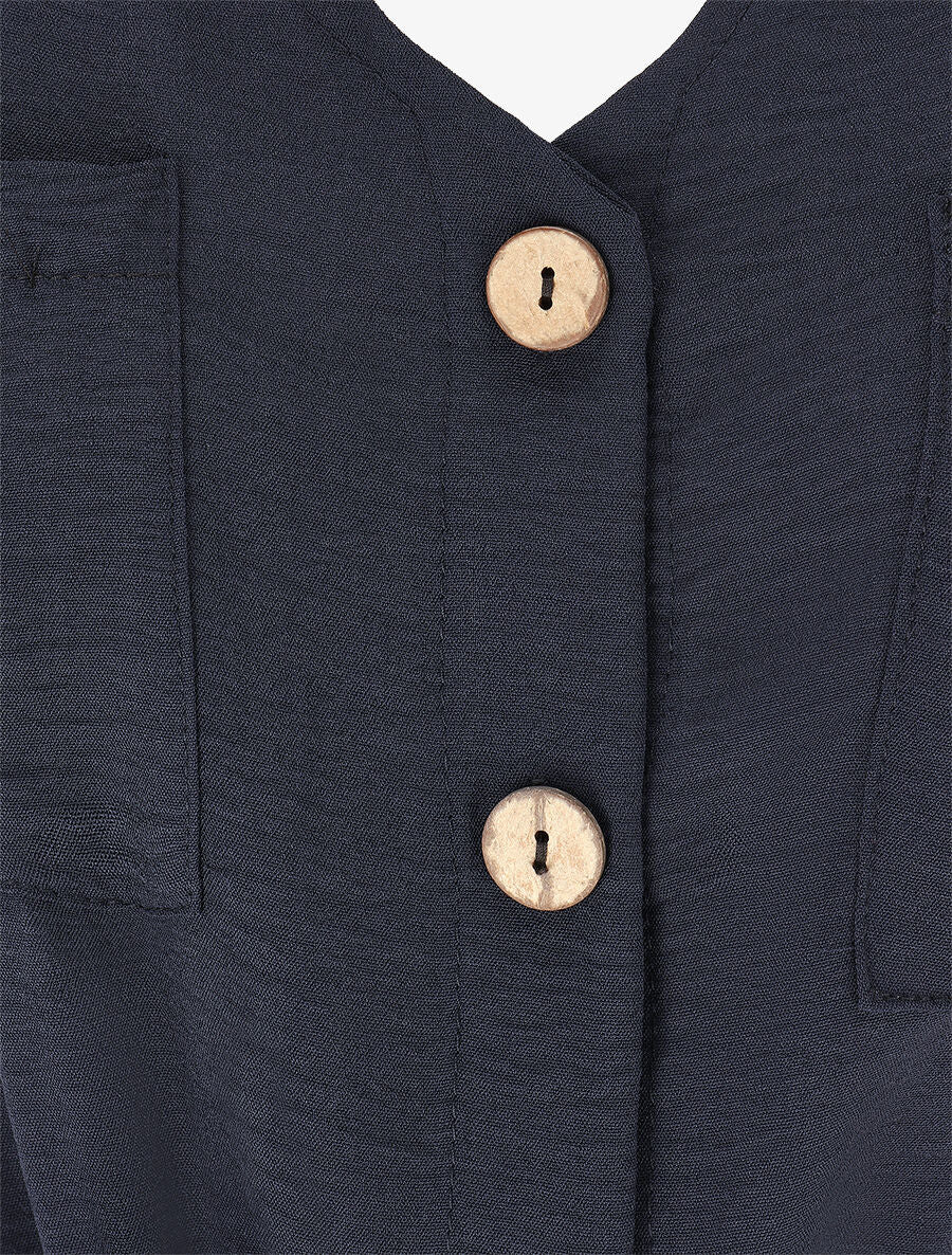 Combinaison fluide à boutons - Marine - 3
