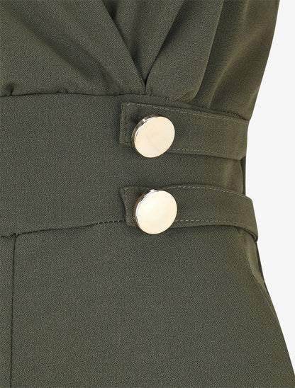 Combinaison évasée sans manches - Kaki - 3