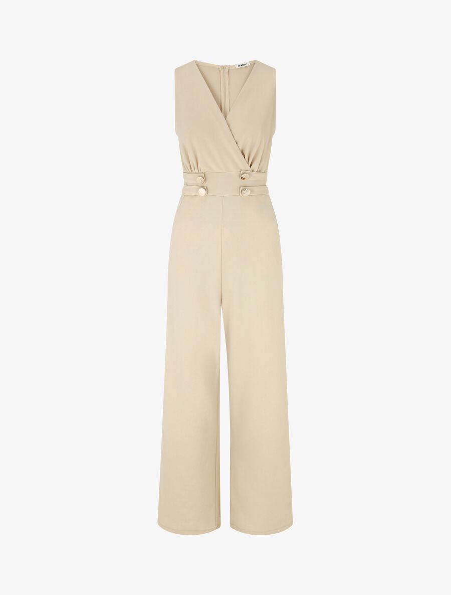 Combinaison évasée sans manches - Beige - 1