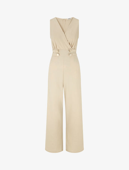 Combinaison évasée sans manches - Beige - 1