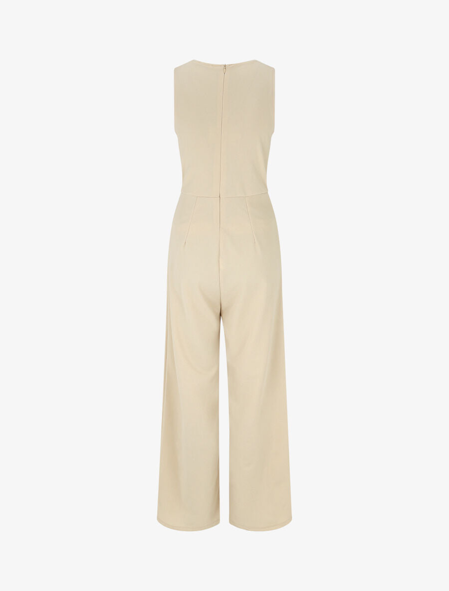 Combinaison évasée sans manches - Beige - 2