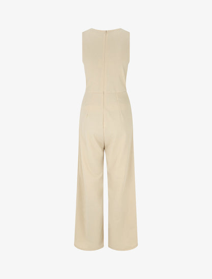Combinaison évasée sans manches - Beige - 2