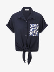 Chemise manches courtes et poche fantaisie - Marine - 4