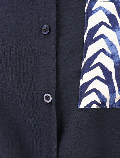 Chemise manches courtes et poche fantaisie - Marine - 3