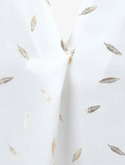 Top sans manches motif plumes dorées - Blanc - 3