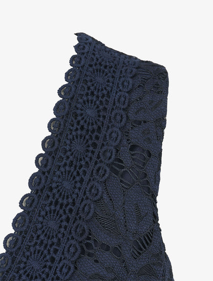 Top ajusté sans manches en dentelle - Marine - 3