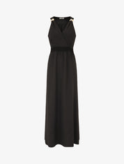 Robe longue fluide à bretelles bijoux - Noir - 1