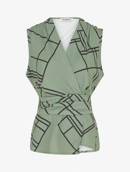 Top sans manches imprimé graphique - Kaki - 1