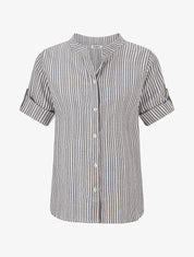 Chemise manches 3/4 à rayures - Vert gris - 1
