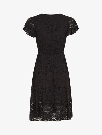 Robe mi-longue en dentelle - Noir - 2
