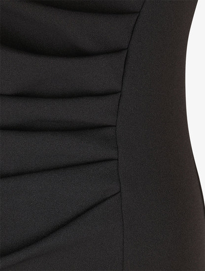 Robe moulante col à découpe stylisée - Noir - 3