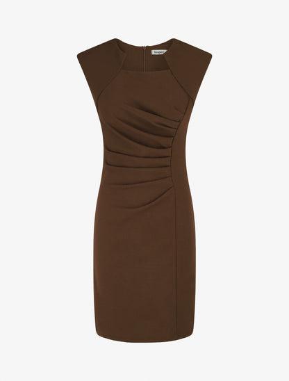 Robe moulante col à découpe stylisée - Marron - 1
