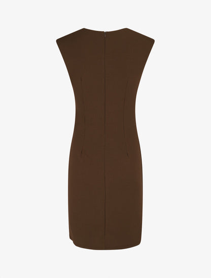 Robe moulante col à découpe stylisée - Marron - 2