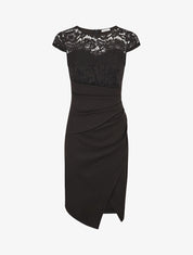 Robe portefeuille à buste dentelle - Noir - 1