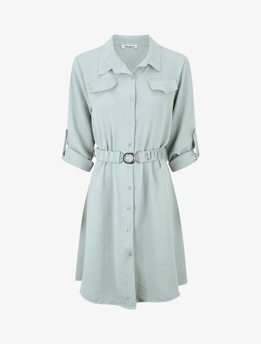 Robe chemise courte coupe droite - Bleu ciel - 1