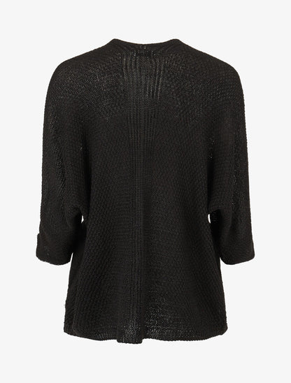 Gilet uni en maille ajourée - Noir - 2