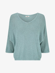 Pull en maille ajourée à détail irisé - Turquoise - 1