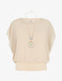 Top uni en voile à manches volantées - Beige - 1