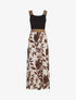 Robe longue à bretelles imprimé feuilles - Beige - 4