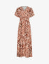 Robe longue manches courtes imprimé graphique - Marron - 4