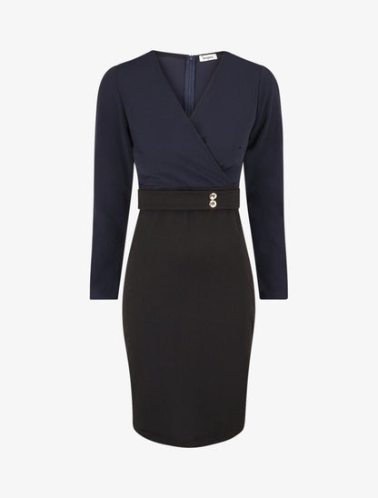 Robe fourreau à taille cintrée - Marine - 4