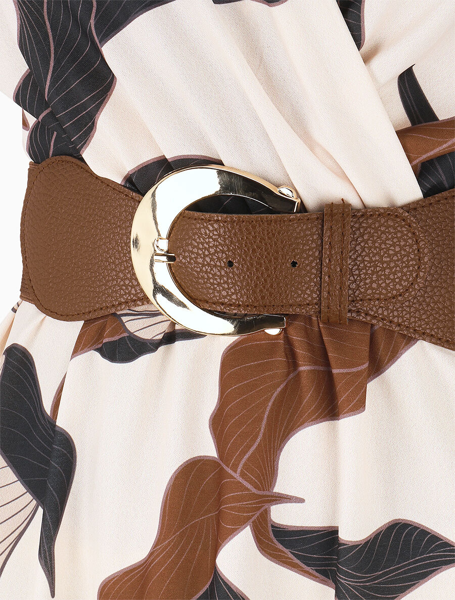 Robe longue à cache-coeur imprimé feuillage - Noir - 3