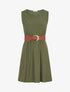 Robe droite unie et ajourée - Kaki - 4