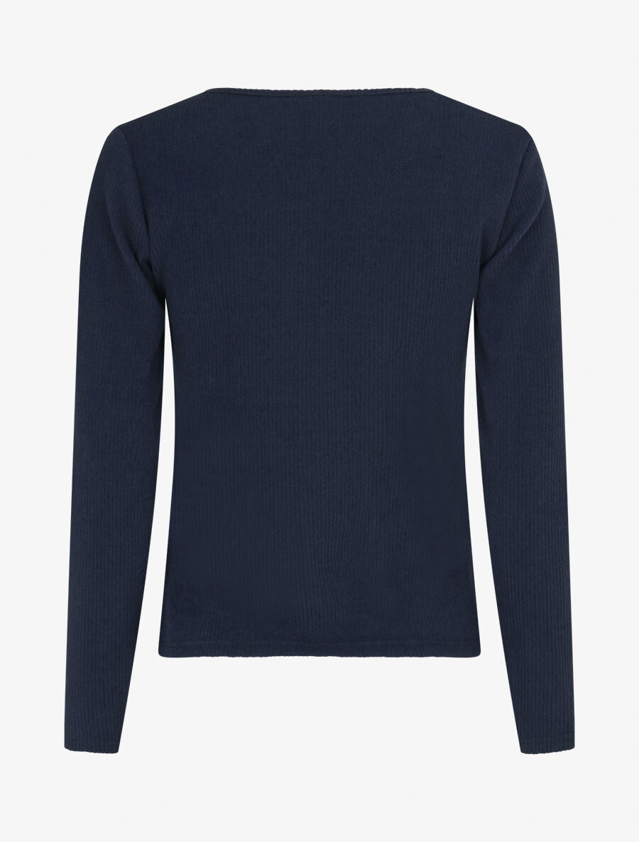 Pull fin côtelé à détails irisés - Marine - 2