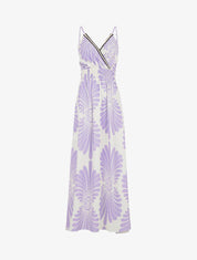 Robe longue à taille élastiquée imprimé fantaisie - Lilas - 1