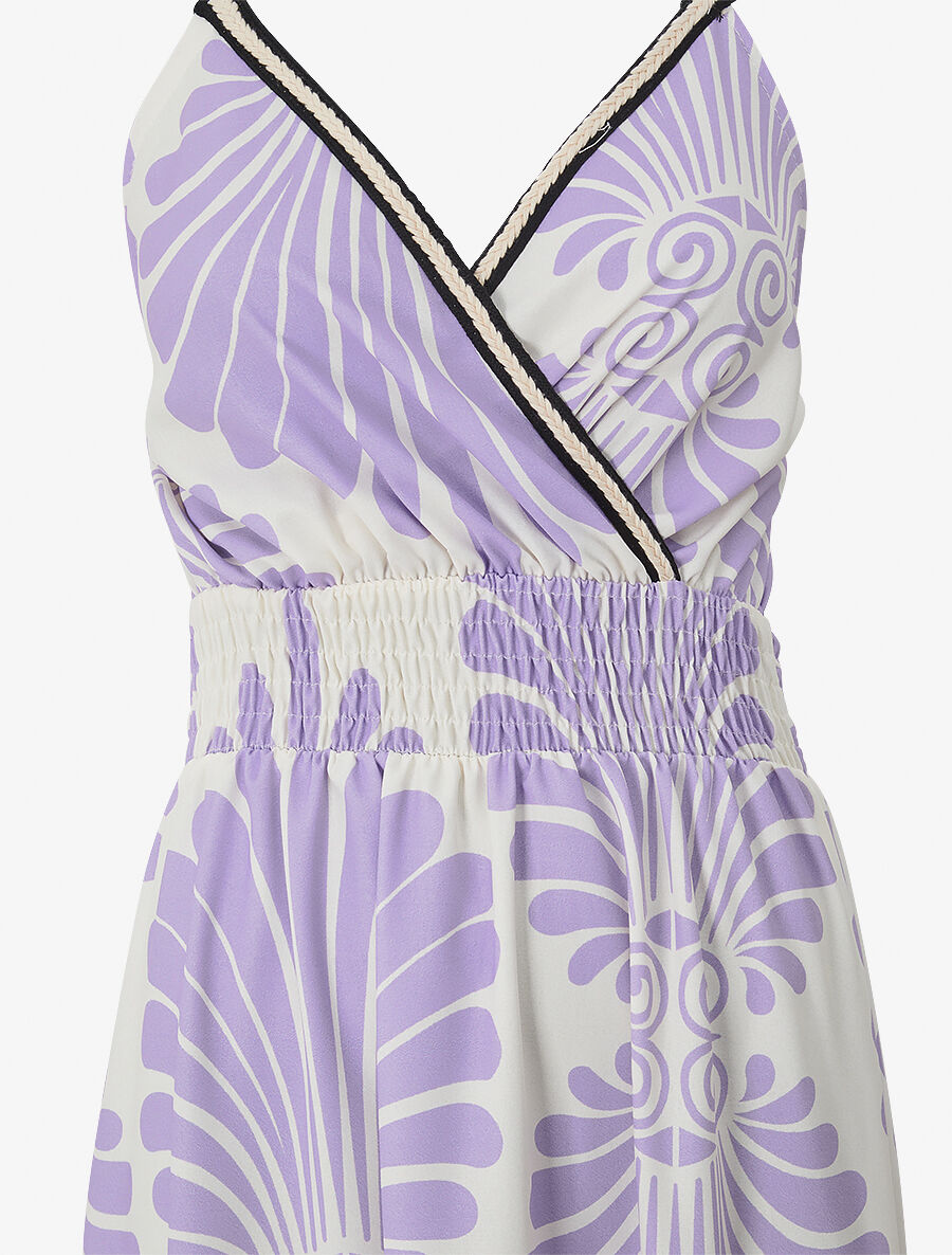 Robe longue à taille élastiquée imprimé fantaisie - Lilas - 3