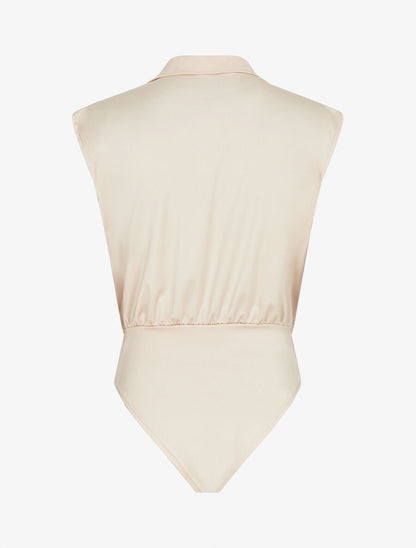 Body uni à col cache-coeur - Beige - 2