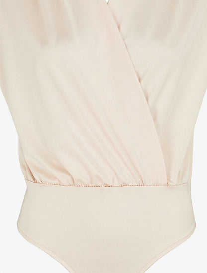 Body uni à col cache-coeur - Beige - 3