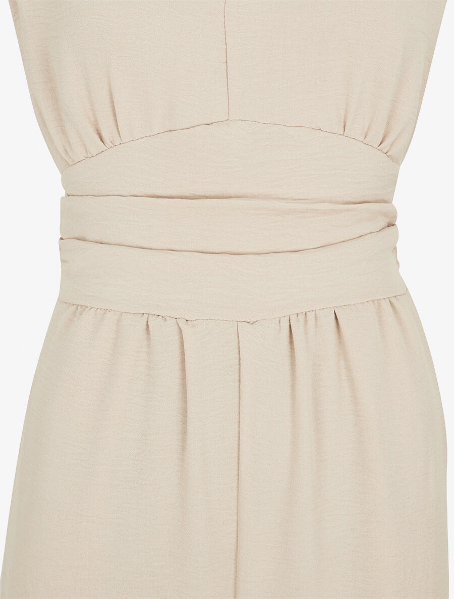 Combinaison fluide à col V - Beige - 3