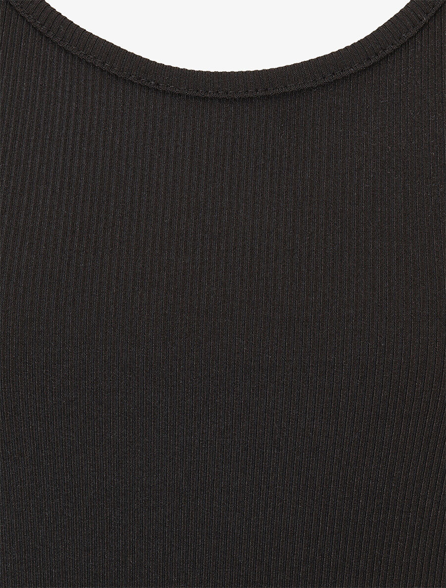 Débardeur côtelé basique coupe ajustée - Noir - 3