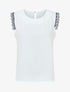 Top uni à détail broderies - Blanc - 1